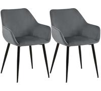 CLP Chaises de Salle à Manger rembourrées par Paire Luena, en Velours ou Tissu, Structure métallique Noire, Charge Max 150 kg, Couleur:Gris foncé, Matériel:Velours