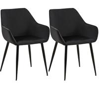 CLP Chaises de Salle à Manger rembourrées par Paire Luena, en Velours ou Tissu, Structure métallique Noire, Charge Max 150 kg | Couleur Noir Matériel Velours