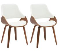 CLP Chaises de Salle à Manger Set de 2 Vangale, avec accoudoirs et Dossier, rembourrées, piètement Bois courbé Noyer, Couleur:Noyer/Blanc, Matériel:Similicuir