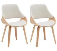 CLP Chaises de Salle à Manger Set de 2 Vangale, avec accoudoirs et Dossier, rembourrées, piètement Bois courbé Noyer, Couleur:Nature/crème, Matériel:Tissu