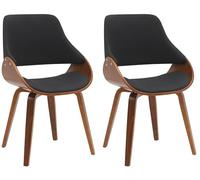 CLP Chaises de Salle à Manger Set de 2 Vangale, avec accoudoirs et Dossier, rembourrées, piètement Bois courbé Noyer, Couleur:Noyer/Noir, Matériel:Tissu