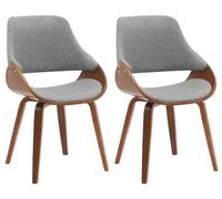 CLP Chaises de Salle à Manger Set de 2 Vangale, avec accoudoirs et Dossier, rembourrées, piètement Bois courbé Noyer, Couleur:Noyer/Gris foncé, Matériel:Tissu