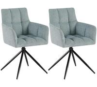 CLP Chaises Salle à Manger Lot de 2, fauteuils Jonah pivotants avec accoudoirs, Design Moderne pour Salon avec Base Noire et protège-Sol, Couleur:Turquoise