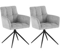 CLP Chaises Salle à Manger Lot de 2, fauteuils Jonah pivotants avec accoudoirs, Design Moderne pour Salon avec Base Noire et protège-Sol, Couleur:Gris Clair