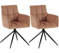 CLP Chaises Salle à Manger Lot de 2, fauteuils Jonah pivotants avec accoudoirs, Design Moderne pour Salon avec Base Noire et protège-Sol, Couleur:Orange