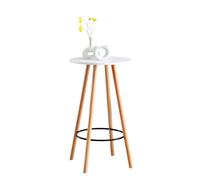 -CLP-CLP Table haute de bar Mijas en Bois avec plateau rond et Repose-pieds en Métal-Array