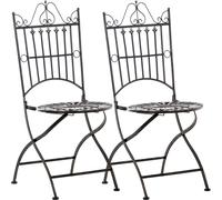 CLP - Ensemble de 2 chaises de jardin Sadao, pliables, en fer peint de style Art Déco - Couleur : bronze