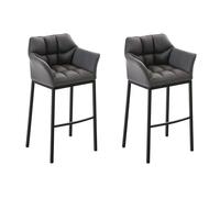 CLP Ensemble de 2 tabourets de Bar avec Dossier Damaso, chaises de Bar rembourrées avec revêtement en Similicuir, supportant jusqu'à 240 kg, Couleur:Gris, Couleur du Cadre:Noir