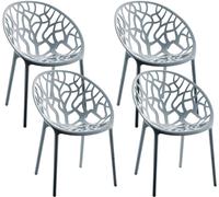 CLP - Ensemble de 4 chaises de jardin empilables, résistantes aux intempéries. Fauteuil de jardin avec dossier, résistant aux UV. Chaises d'extérieur en plastique, supportant jusqu'à 150 kg, de couleu