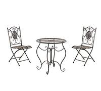 CLP Ensemble De Jardin Aldeano en Fer I 1 Table Et 2 Chaises Pliables Design Antique Nostalgique I Ensemble D'Extérieur | Couleur Bronze