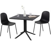CLP Ensemble de Jardin Zeron Resistant intemperies 2 chaises empilables Table Carree 80x80cm Ideal Balcon terrasse Jardin Couleur Noir