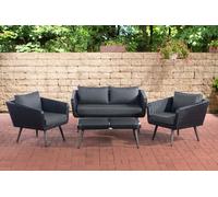 CLP Ensemble de salon Skara en rotin plat noir, couleur:anthracite, hauteur/couleur d'assise:45 cm (darkgrey)