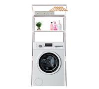 CLP Etagčre A Lave-Linge en Tubes d'acier Ellsworth I Etagčre pour Machine A Laver avec 2 Espaces De Rangement Et 1 Tringle, Couleur:Blanc