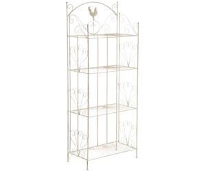 CLP Étagčre Pliante Mia en Fer, avec 4 Niveaux de Rangement, Style Maison de Campagne, Disponible en Plusieurs Couleurs, Couleur:crčme Antique