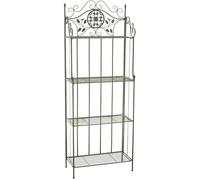 CLP Etagere a Plantes en Metal Flora Style Campagne, Pliable, 4 Niveaux, Interieur et Exterieur, Jardin, Balcon, terrasse, Contre Un Mur, Couleur:Vert Antique