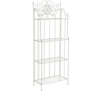 CLP Etagere a Plantes en Metal Pliable Flora, 4 Niveaux, Style Maison de Campagne, pour Jardin, Balcon, terrasse, Interieur et Exterieur, Couleur:Blanc Antique
