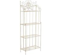 CLP Etagere a Plantes en Metal Flora Style Campagne, Pliable, 4 Niveaux, Interieur et Exterieur, Jardin, Balcon, terrasse, Contre Un Mur, Couleur:crčme Antique