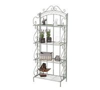 CLP Etagère de Rangement Antje I Etagère de Jardin en Fer Forgé I Porte-Plante en Métal Etagère de Rangement Pliable 4 Niveaux de Rangement, Couleur:Vert Antique