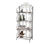 CLP Etagère de Rangement Antje I Etagère de Jardin en Fer Forgé I Porte-Plante en Métal Etagère de Rangement Pliable 4 Niveaux de Rangement, Couleur:Bronze