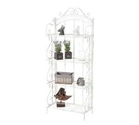 CLP Étagère de rangement Antje – fer forgé, porte-plantes pliable 4 niveaux – Blanc antique