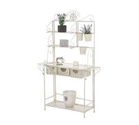 CLP Etagère De Rangement Shine Avec 4 Surfaces De Rangement 3 Paniers Et 3 Pots I Support Pour Fleurs I Etagère Pliable, Couleur: crème antique