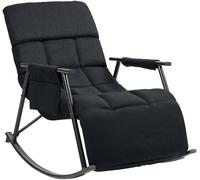CLP Fauteuil à Bascule Cathy I Fauteuil Relax rembourré I Fauteuil à Bascule avec Dossier I Structure métallique avec accoudoirs et Poche latérale Couleur:Noir;Matériel:Tissu