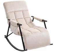 CLP Fauteuil a Bascule Rembourre Elara avec Repose Pieds, Dossier inclinable et Poche Laterale, Ideal pour Allaitement Couleur:crème;Matériel:Velours