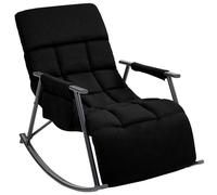 CLP Fauteuil a Bascule Rembourre Elara avec Repose Pieds, Dossier inclinable et Poche Laterale, Ideal pour Allaitement Couleur:Noir;Matériel:Tissu