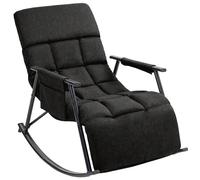 CLP Fauteuil a Bascule Rembourre Elara avec Repose Pieds, Dossier inclinable et Poche Laterale, Ideal pour Allaitement Couleur:Gris foncé;Matériel:Tissu