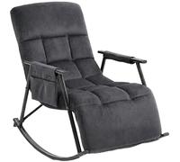 CLP Fauteuil a Bascule Rembourre Elara avec Repose Pieds, Dossier inclinable et Poche Laterale, Ideal pour Allaitement Couleur:Gris foncé;Matériel:Velours