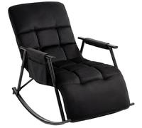 CLP Fauteuil a Bascule Rembourre Elara avec Repose Pieds, Dossier inclinable et Poche Laterale, Ideal pour Allaitement Couleur:Noir;Matériel:Velours