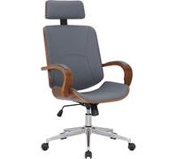 CLP Fauteuil de bureau Dayton en Similicuir Ajustable et pivotant , Noyer / Gris Noyer / Gris G