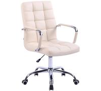 CLP Fauteuil de bureau Deli Similicuir – Ergonomique, Hauteur réglable, Pivotant – Crème