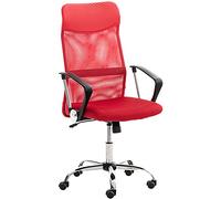 CLP Fauteuil De Bureau Ergonomique Washington avec Accoudoirs Revętement Mailles I Réglable en Hauteur Et Pivotant I Support en Métal, Couleur:Rouge