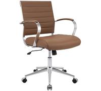 CLP Fauteuil de Bureau Oakland reglable en Hauteur, pivotant 360 degres avec Fonction Bascule et roulettes silencieuses. Couleur:Brun Clair;Matériel:Cuir véritable