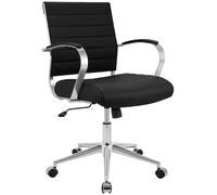 CLP Fauteuil de Bureau Oakland reglable en Hauteur, pivotant 360 degres avec Fonction Bascule et roulettes silencieuses. Couleur:Noir;Matériel:Cuir véritable
