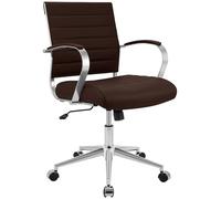 CLP Fauteuil de Bureau Oakland reglable en Hauteur, pivotant 360 degres avec Fonction Bascule et roulettes silencieuses. Couleur:Marron;Matériel:Cuir véritable