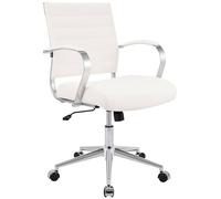 CLP Chaise pivotante Oakland I Fauteuil de Direction avec Hauteur d'assise réglable en continu I Fauteuil de Bureau avec roulettes Couleur:Blanc;Matériel:Similicuir