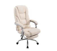 CLP Fauteuil De Bureau Pacific en Similicuir I Chaise De Bureau Moderne Hauteur Réglable Et Pivotante I Repose-Pieds Téléscopique I Accoudoirs, Couleur:crčme