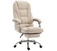 CLP Fauteuil de bureau Pacific – pivotant en tissu, réglable, accoudoirs, repose-pied – Crème