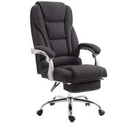CLP Fauteuil De Bureau Pacific en Tissu Pivotant I Chaise de Bureau Ergonomique Hauteur Réglable Repose-Pied Et Accoudoirs | Couleur Noir