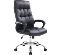 CLP Fauteuil De Bureau Poseidon en Similicuir I Chaise De Bureau Sičge Rembourré I Hauteur réglable I Pičtement Métal Chromé I Charge Max.160KG, Couleur:Noir