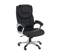 CLP Fauteuil De Bureau Texas Similicuir I Chaise De Bureau A roulettes avec Accoudoirs I Fauteuil De Travail Réglable en Hauteur I Pivotant, Couleur:Noir