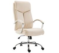 CLP Fauteuil De Bureau Vaud XL Similicuir I Chaise De Bureau avec Accoudoirs I Ajustable Pivotante | Piètement Métal Chromé, Couleur:crème