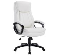 CLP Fauteuil de Bureau XL PLATON Réglable en Hauteur et Pivotant I Rembourré Revêtement Similicuir avec Acooudoir I Chaise de Bureau à Roulette, Couleur:Blanc