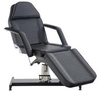CLP Fauteuil De Massage Hydraulique V2 Similicuir I Hauteur Réglable en Continue Accoudoirs Amovibles Chaise Cosmétique Multifonction Réglable, Couleur:Noir