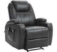 CLP Fauteuil Hepler avec Fonction Massage I Dossier réglable avec Repose-Pieds et Porte-Boisson, Couleur:Marron, Matériel:Similicuir