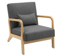 CLP Fauteuil Relax Hibbing I Fauteuil rembourré en Tissu I Structure en Bois d'hévéa I Fauteuil pour Le Salon et la Chambre à Coucher Couleur:Gris foncé