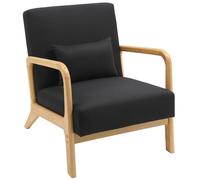 CLP Fauteuil Relax Hibbing I Fauteuil rembourré en Tissu I Structure en Bois d'hévéa I Fauteuil pour Le Salon et la Chambre à Coucher Couleur:Noir