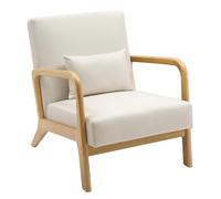 CLP Fauteuil Relax Hibbing I Rembourré en Tissu I Structure en Bois d'hévéa I Pour Le Salon et La Chambre à Coucher, Couleur:Crème
